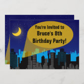 シティナイトスカイラインスーパーヒーローボーイズ誕生日パーティー 招待状 (正面/裏面)