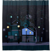 シティナイト通り照明と住宅 シャワーカーテン (正面)