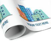 シティハイライズ建物スカイラインスケッチカスタム ラッピングペーパー (ロールコーナー)