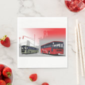 シティバスレッドグリーンコーチオンアーバン通り スタンダードランチョンナプキン (インサイチュ)