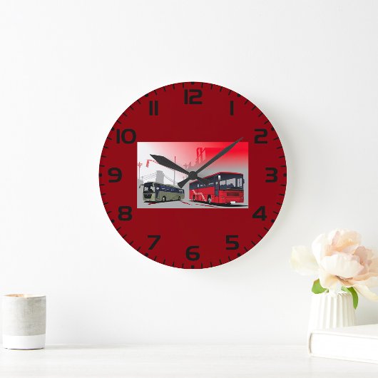 シティバスレッドグリーンコーチオンアーバン通り ラージ壁時計