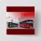 シティバスレッドグリーンコーチオンアーバン通り 缶バッジ (正面)