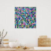 シティビューアットナイト絵画抽象芸術 ポスター (キッチン)