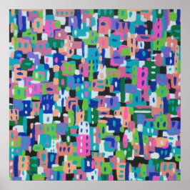 シティビューアットナイト絵画抽象芸術 ポスター