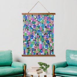 シティビューアットナイト絵画抽象芸術 吊り下げ型タペストリー