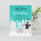 シティファッションレディージェネリックベビーシャワー 招待状 (スタンド正面)
