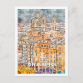 シティブダペストハンガリートラベルプレイスウォーターカラー ポストカード (正面)