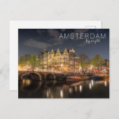 シティライトリフレクションアムステルダムバイナイトフォト ポストカード (正面/裏面)