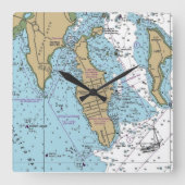 シティーアイランドブロンクスNYグラフ スクエア壁時計 (正面)