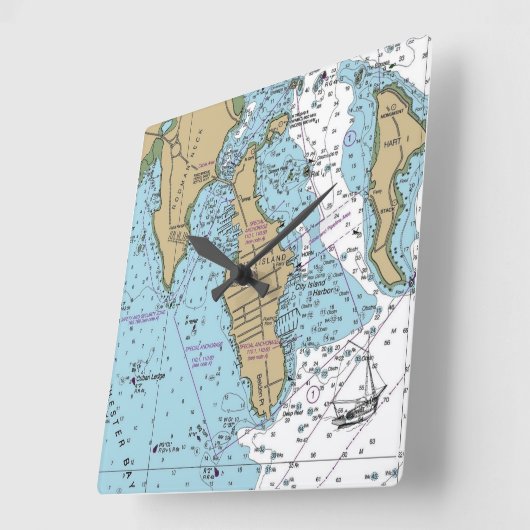 シティーアイランドブロンクスNYグラフ スクエア壁時計 (傾斜)