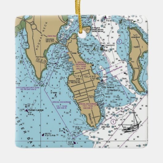 シティーアイランドブロンクスNYグラフ セラミックオーナメント (正面)
