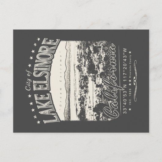 シティーオブエルシノーレ湖カリフォルニアヴィンテージ ポストカード (正面)