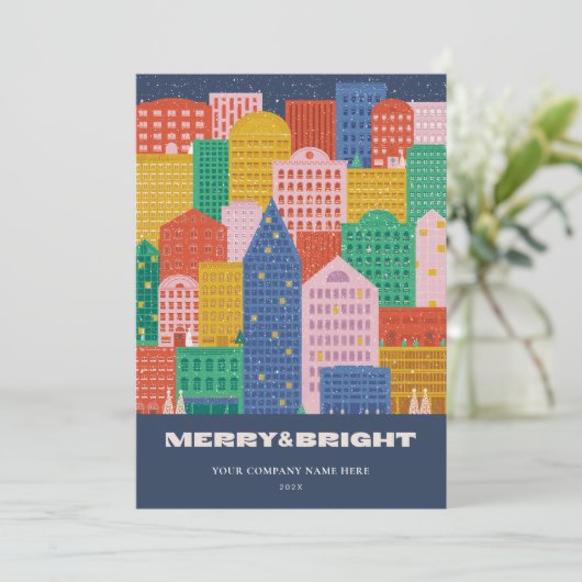 シティーカラフルインウィンターコロポレートホリデーカード 招待状 (スタンド正面)
