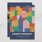シティーカラフルインウィンターコロポレートホリデーカード 招待状 (正面/裏面)