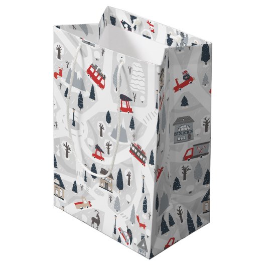 シティークリスマスの休日 ミディアムペーパーバッグ (正面アングル)