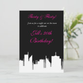 シティータウンのパーティー招待状（白黒） 招待状 (スタンド正面)