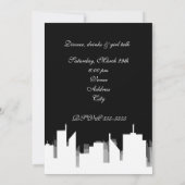 シティータウンのパーティー招待状（白黒） 招待状 (裏面)