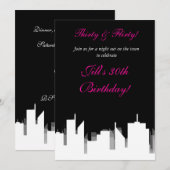 シティータウンのパーティー招待状（白黒） 招待状 (正面/裏面)