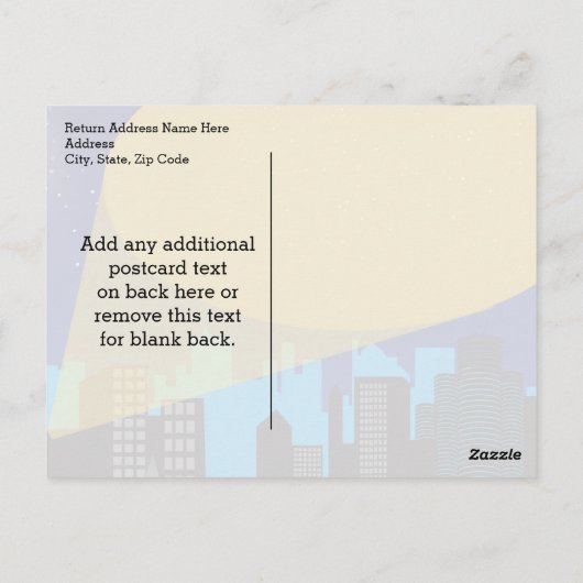 シティーナイトスカイライン スーパーヒーロー少年誕生日パーティー ポストカード (裏面)