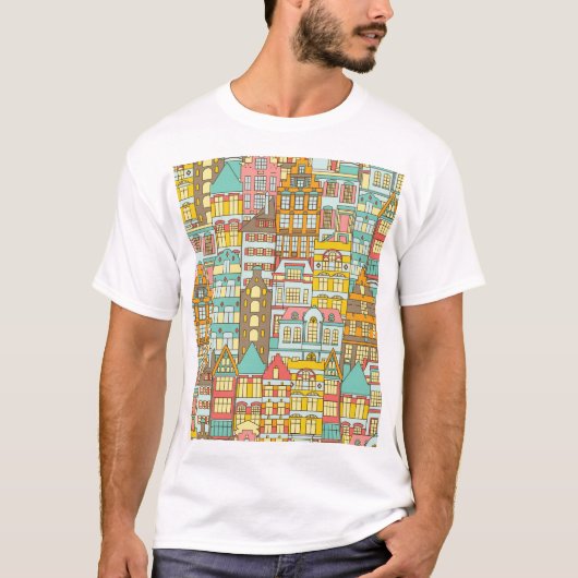 シティーパノラマスケッチ：シームレス。 Tシャツ (正面)