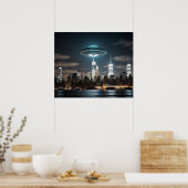 シティー飛んでいる上のソーサー ポスター (キッチン)