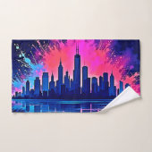 シティー鮮やかスケープのスプラッシュアート バスタオルセット (ハンドタオル)