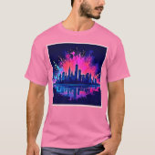 シティー鮮やかスケープのスプラッシュアート Tシャツ (正面)