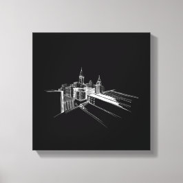 シティー鮮やかブリッジユニークブモダンルアンドホワイト キャンバスプリント