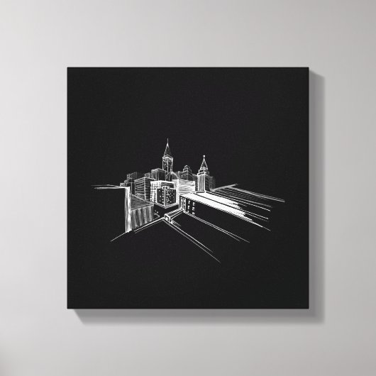 シティー鮮やかブリッジユニークブモダンルアンドホワイト キャンバスプリント (正面)