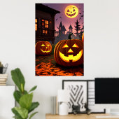 シティー、カボチャとカボチャの月 | AIアートポスター ポスター (ホームオフィス)