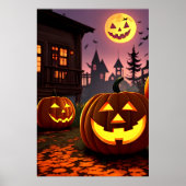 シティー、カボチャとカボチャの月 | AIアートポスター ポスター (正面)