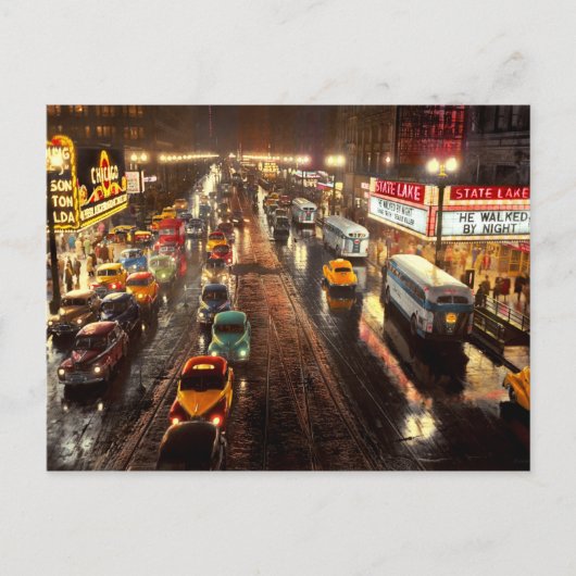 シティー – シカゴ – 1949年の夜に歩いた ポストカード (正面)