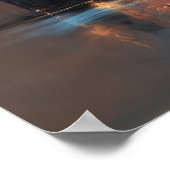 シティー・スカイライン・アメリカ上空の愛国的なアメリカ国旗 ポスター (角)