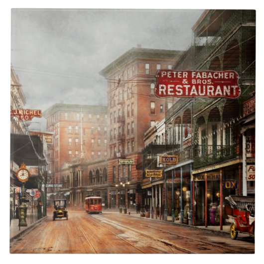 シティー – ニューオーリンズ – A look at St Charles Ave 1910 タイル (正面)