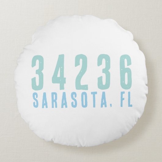 シティー&州コースタルブルース付きジップコードピロー ラウンドクッション (正面)