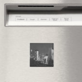 シティ建物の夜のB&W、高架ビュー マグネット (インサイチュ (食洗機))
