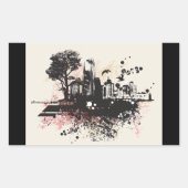 シティ建物スケッチシール 長方形シール (正面)