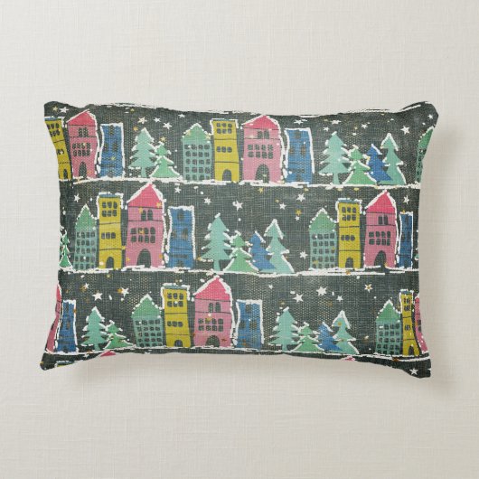 シティ通りと金ゴールド星ストライプの、青 アクセントクッション (裏面)