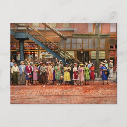 シティ – シカゴ – 1940年通り車待ち ポストカード (正面)