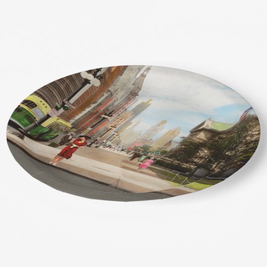 シティ-シカゴIL -ザマグニフィセントマイル1940 ペーパープレート (アングル)