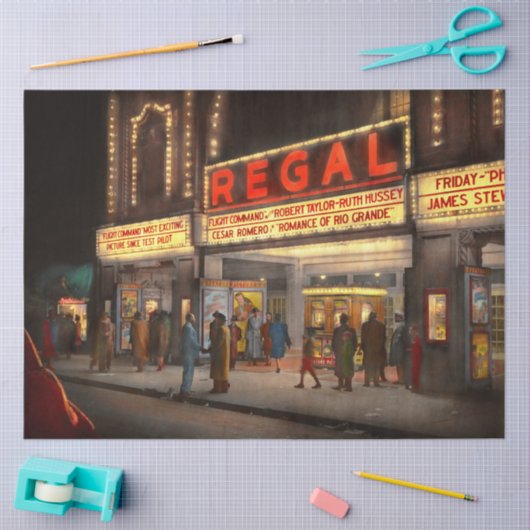 シティ-シカゴIL -リーガル劇場のナイトライフ 薄葉紙 (クラフト)