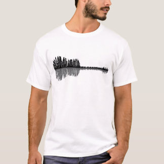 シティ スカイライン ギター ミニマリスト ミュージック アート Tシャツ