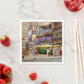 シティ – マンハッタン, NY - 43rd andブロードウェイ1952 スタンダードカクテルナプキン (インサイチュ)