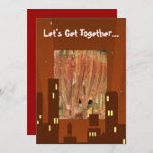 シティ ライツ ディナー パーティーのドリンクの招待状 招待状 (正面/裏面)