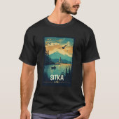 シトカアラスカレトロ旅行ポスターグラフィック Tシャツ (正面)