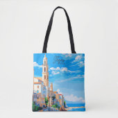 シトゲススペインヴィンテージアートトラベルイラストレーション トートバッグ (正面)