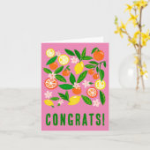 シトラスお祝いカスタムカラフルおめでとう カード (黄色い花)