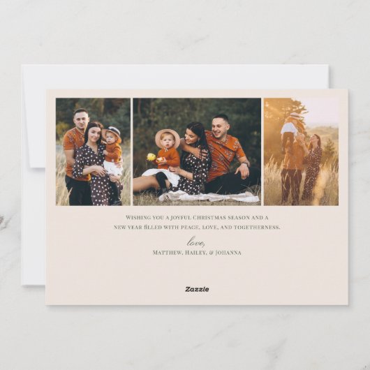 シトラスかわいらしフレーム水平5フォトクリスマス シーズンカード (裏面)