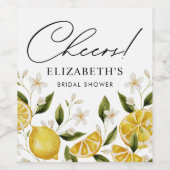 シトラスかわいらしレモンブライダルシャワー ワインラベル (シングルラベル)