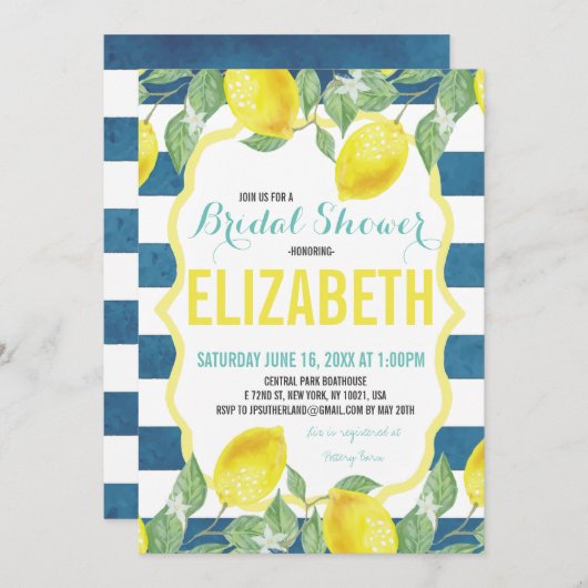 シトラスをテーマにしたブライダルシャワーの招待状 招待状 (正面/裏面)